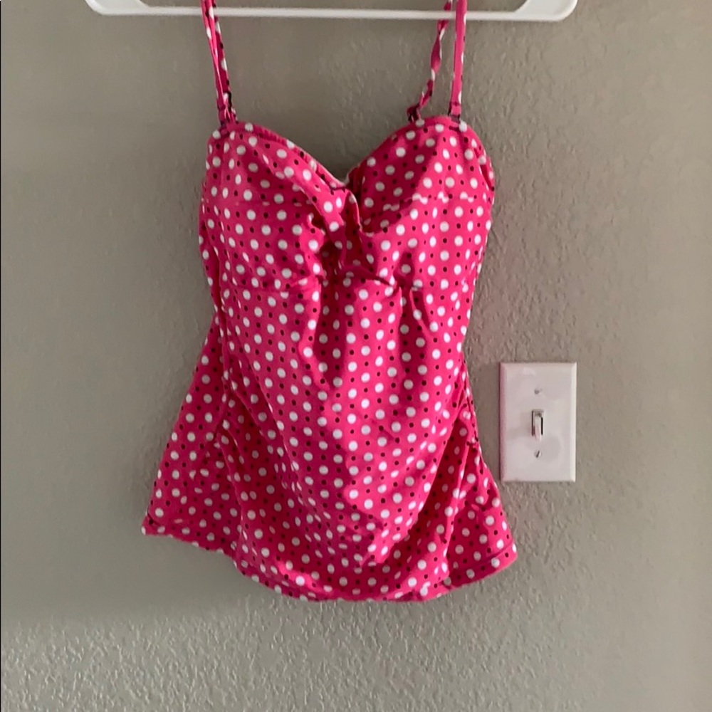 Pink polka dot swim suit top